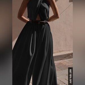 Criss Cross Halter Backless Jumpsuit Without Belt
